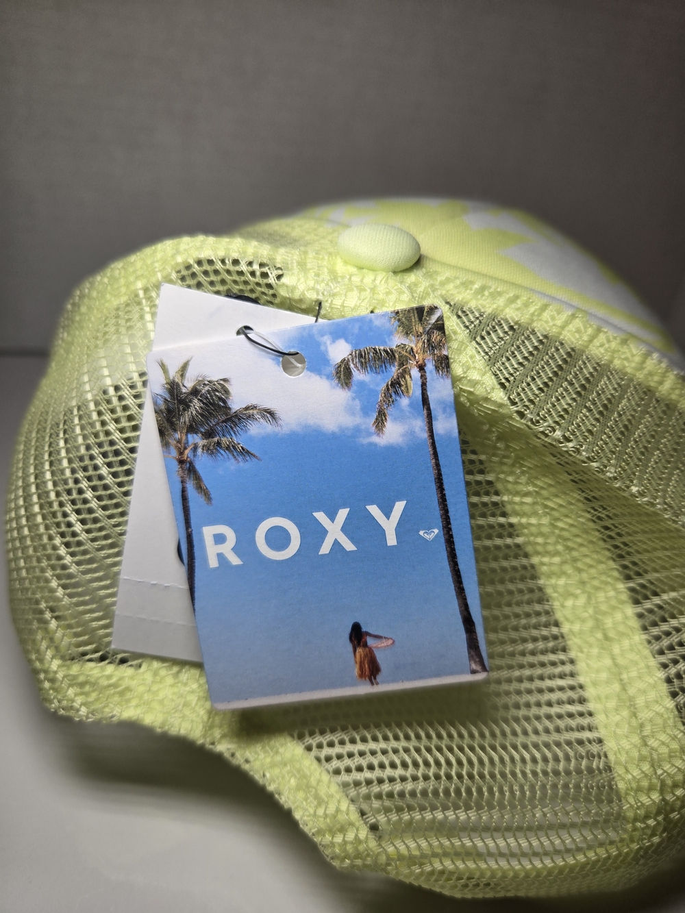Wmns Neon Yellow Patterned Roxy Trucker Hat - - Picture 6 of 6